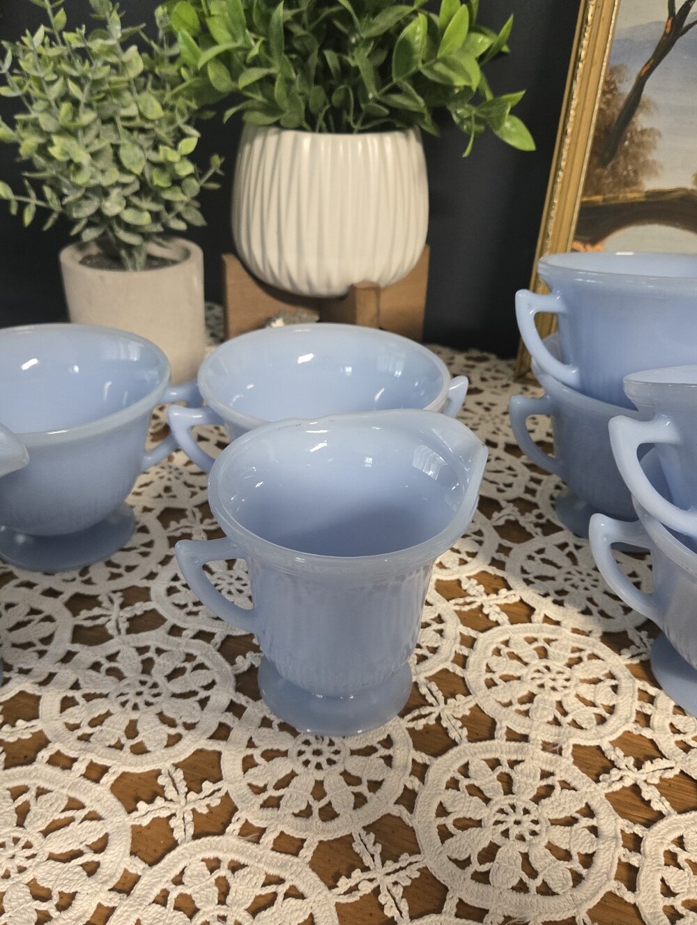 Canadian Pyrex Delphite Blue Pie Crust – 8 Piece Collection